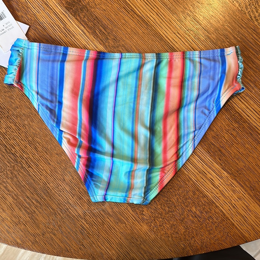 La Blanca Multicolor Stripe Bikini Bottom - Turquoise & Coral - Picture 4 of 4